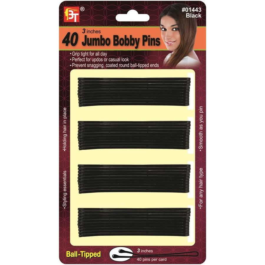 40 Jumbo Bobby Pins 3" Black