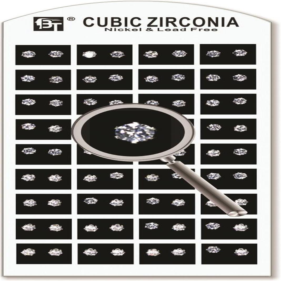 1Pack Cubic Zirconia White 3 Mm 36 Pairs Pair $0.45