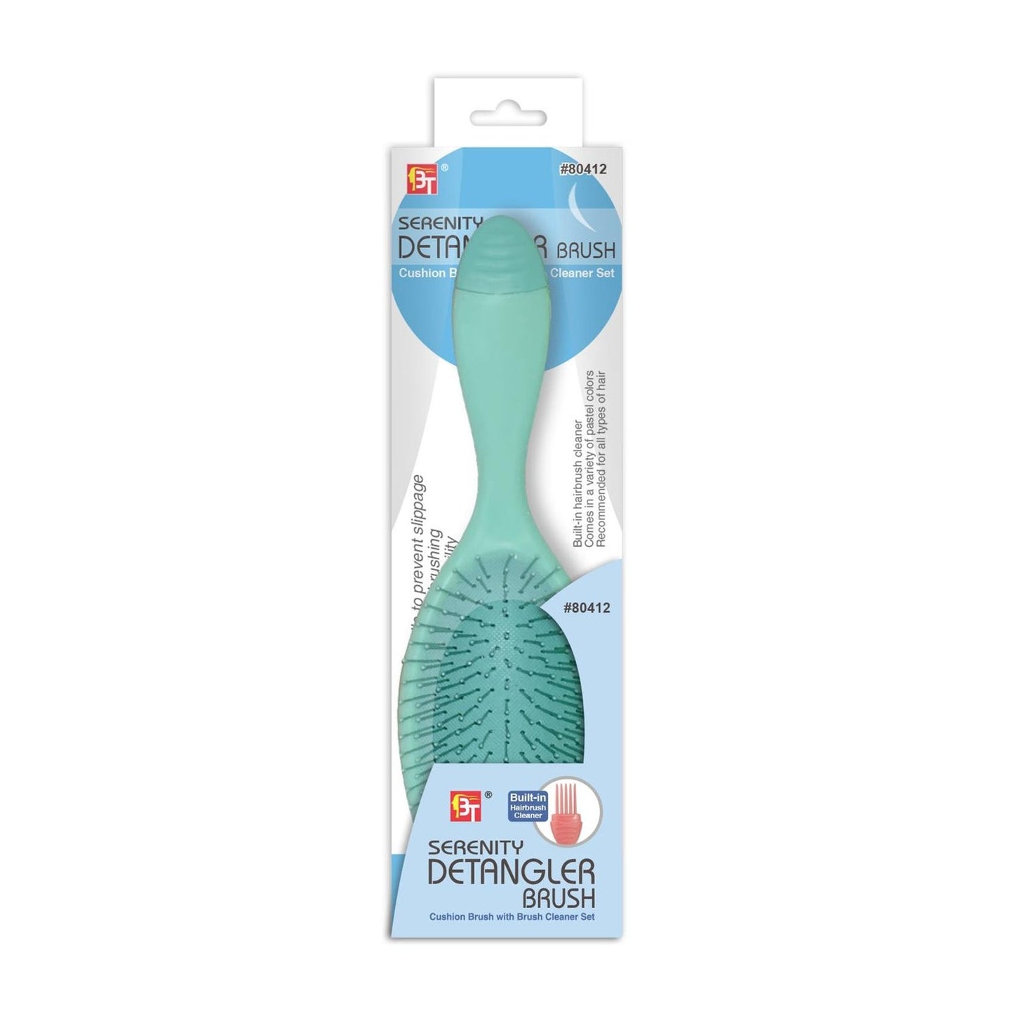 Serenity Detangler Brush Cushion Brush With Brush Cleaner Set Sky Blue