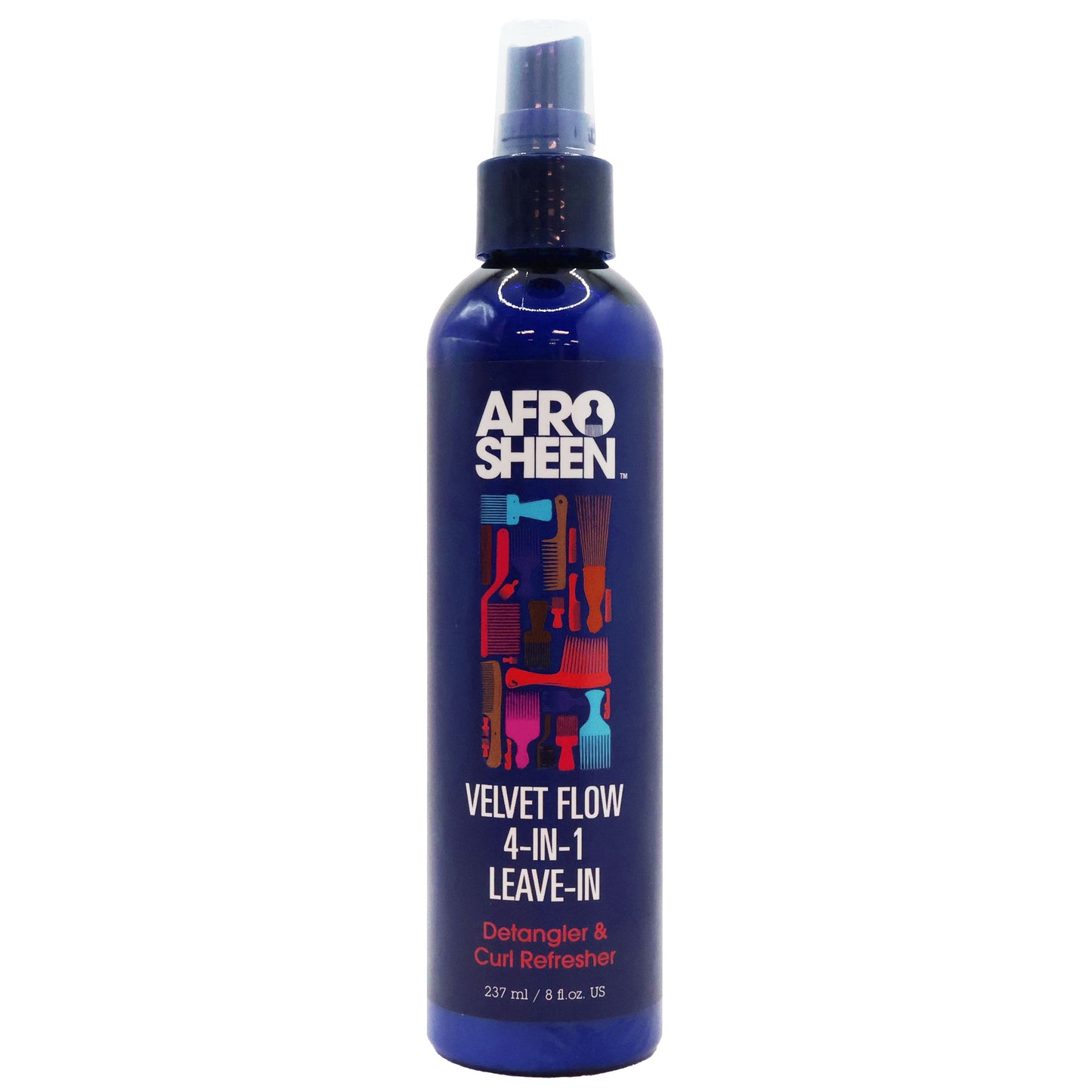 Afro Sheen Velvet Flow 4 in 1 Leave in Hair Detangler and Curl Refresher 8 Oz.
