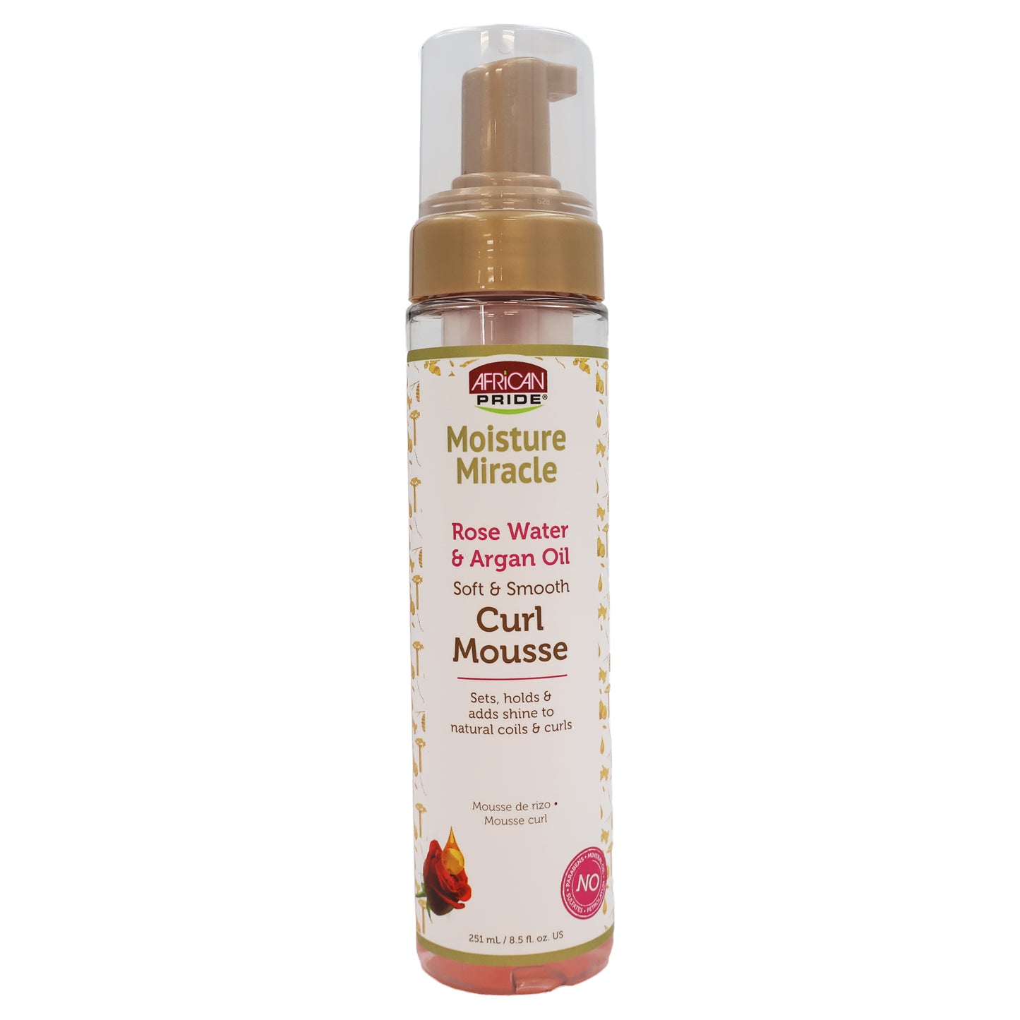 African Pride Moisture Miracle Rose Water Argan Oil Curl Mousse, 8.5 Oz