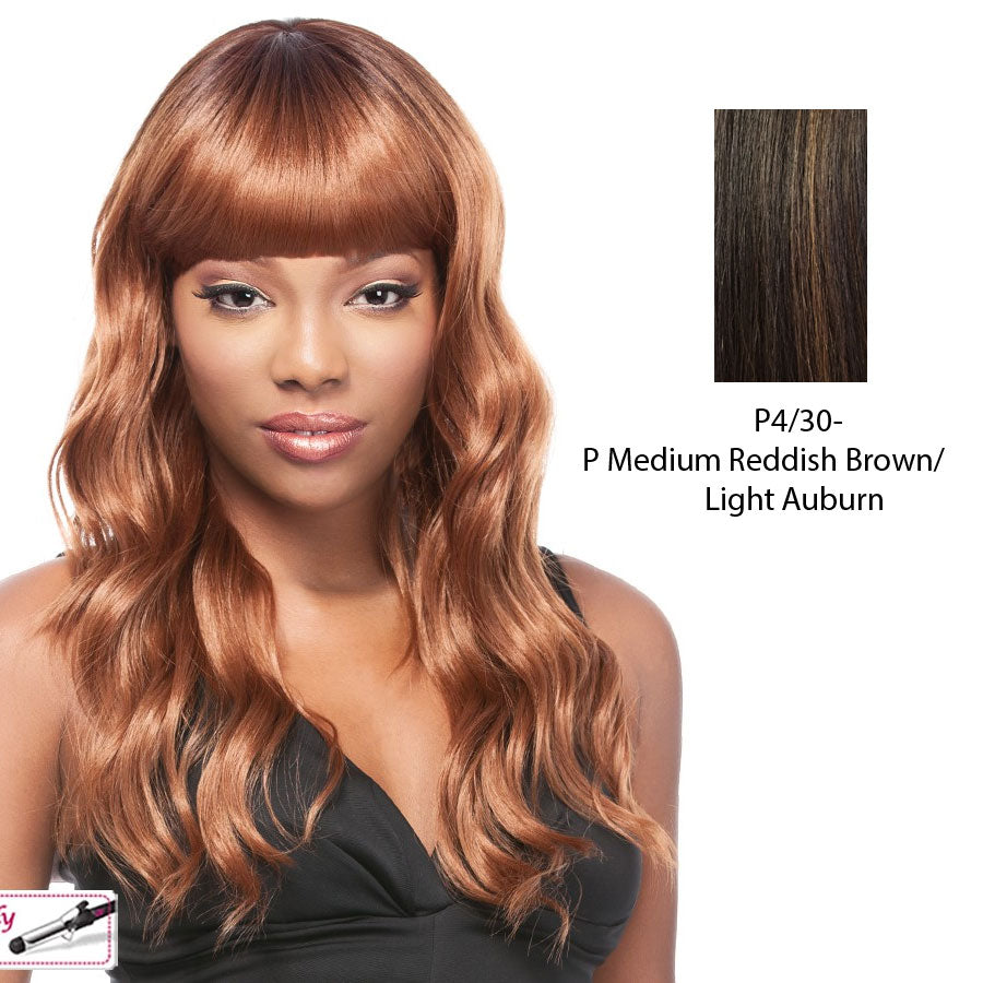 Synthetic Futura Friendly Lusciousl Addison Long Layered Wig,Medium brown base with light auburn highlights