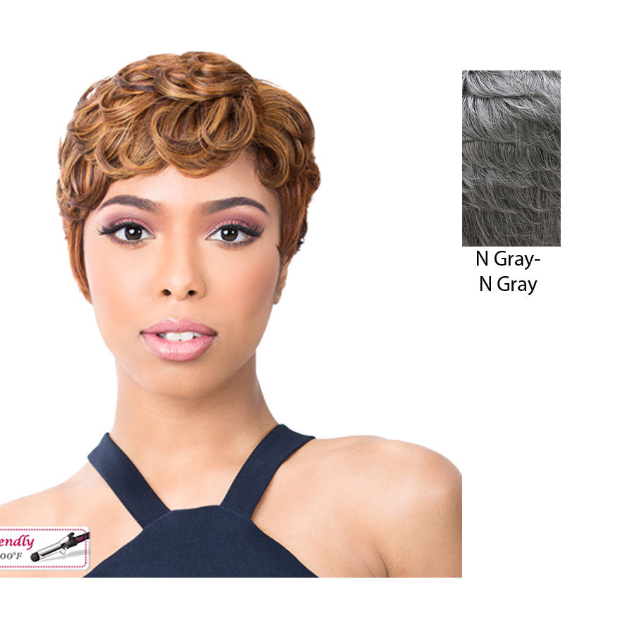 Synthetic Full Wig Pin Curl 202,N. Grey
