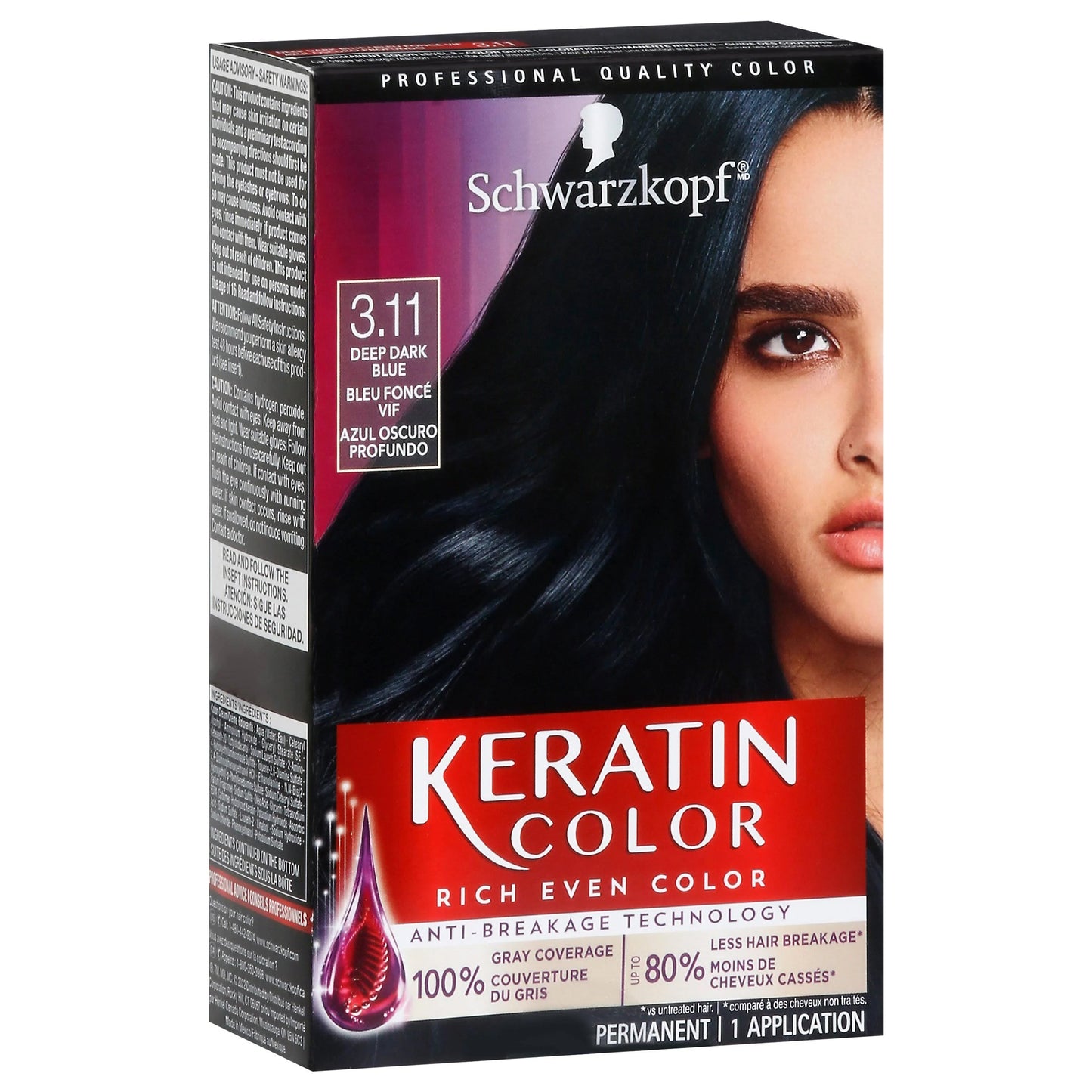 Schwarzkopf Keratin Color, Hair Color 3.11 Deep Dark Blue