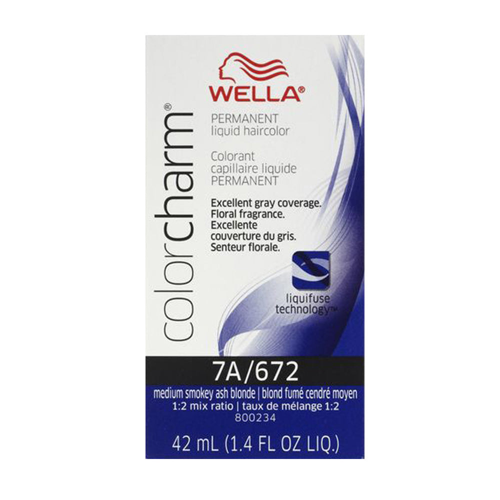 Wella Color Charm Permanent Liquid Haircolor 7A/672 Medium Smokey Ash Blonde 1.4 Oz.