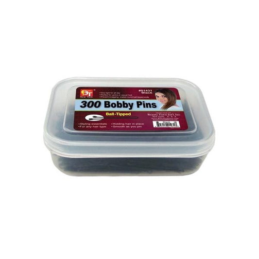 300 Bobby Pins 2" Plastic Container Black
