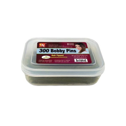 300 Bobby Pins 2" Plastic Container Bronze
