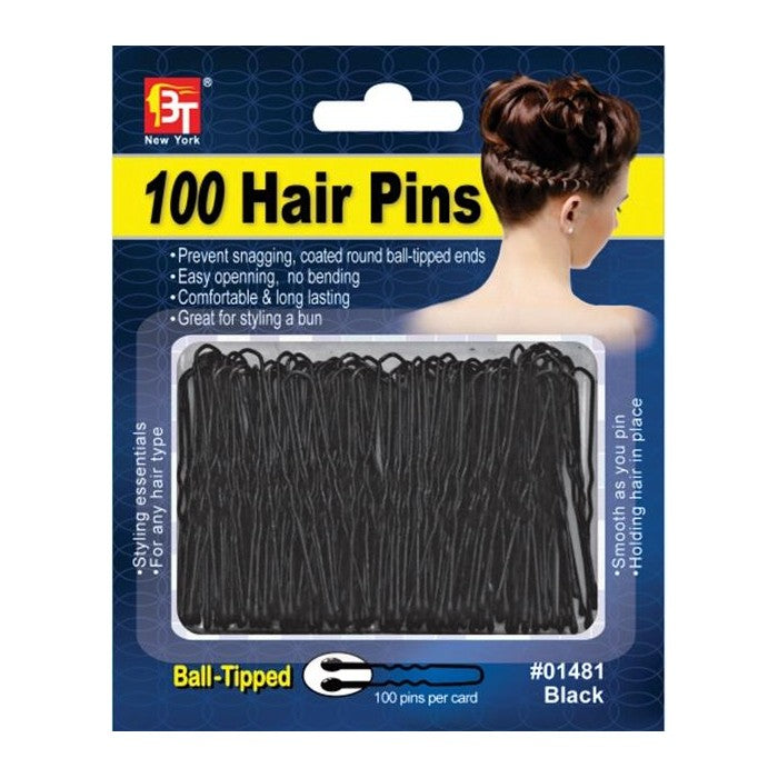 100 Hair Pins Ball Tip Black