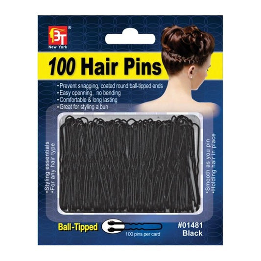 100 Hair Pins Ball Tip Black