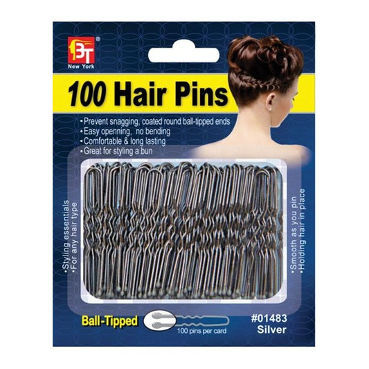 100 Hair Pins Ball Tip Silver