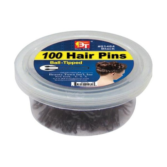 100 Hair Pins 1.75" Plastic Container Black