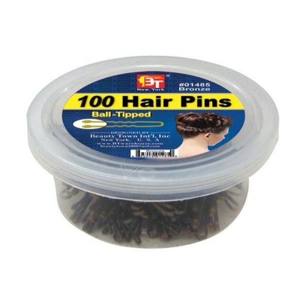 100 Hair Pins 1.75" Plastic Container Bronze