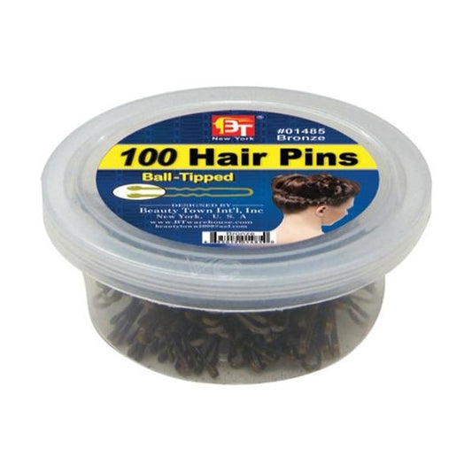 100 Hair Pins 1.75" Plastic Container Bronze