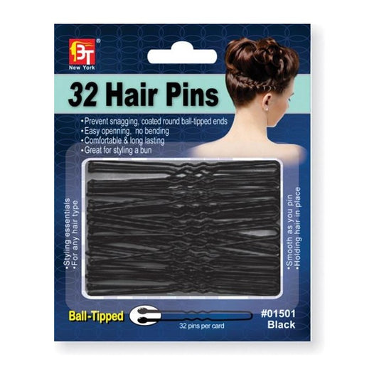 32 Hair Pins Ball Tip Black