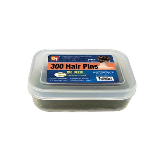 300 Hair Pins Ball Tip 1.75" Plastic Container Bronze