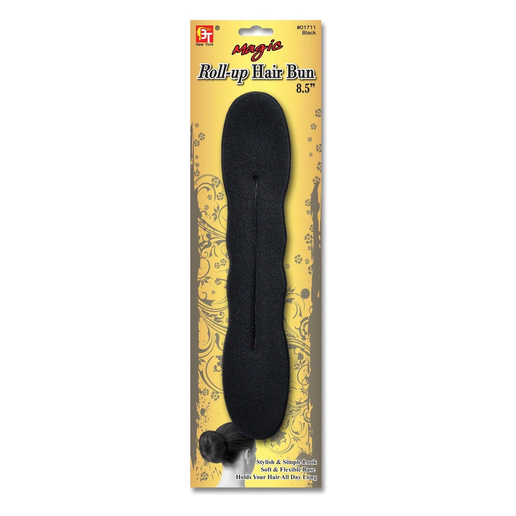 8.5" Magic Roll-Up Hair Bun Black