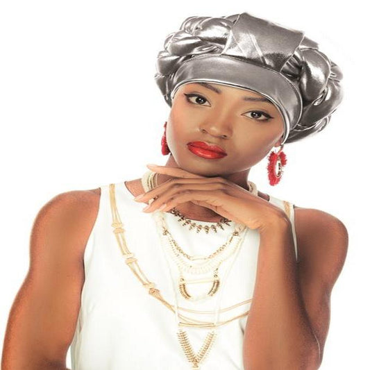 Satin Aso Oke Gele Headtie Silver