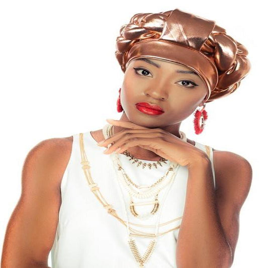 Satin Aso Oke Gele Headtie Rose Gold
