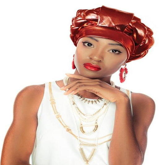 Satin Aso Oke Gele Headtie Red