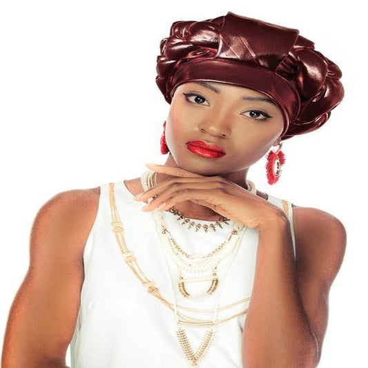 Satin Aso Oke Gele Headtie Burgundy