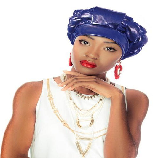 Satin Aso Oke Gele Headtie Blue