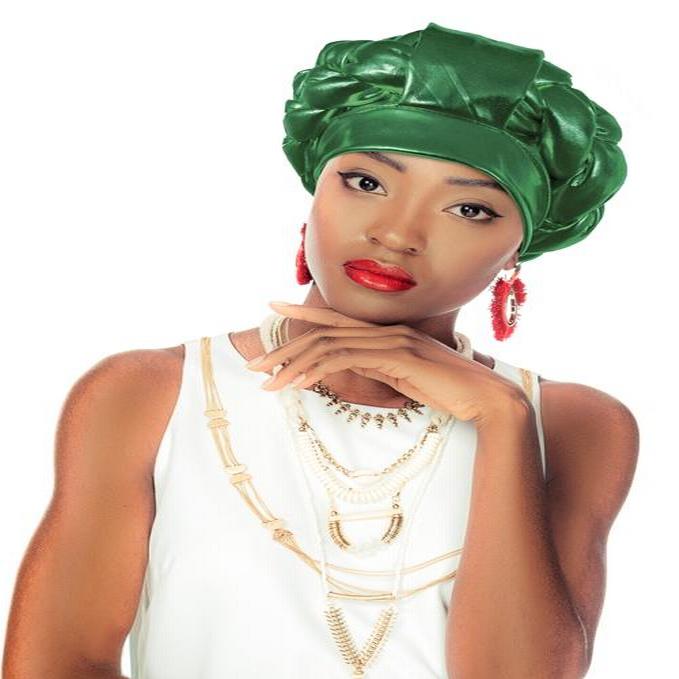 Satin Aso Oke Gele Headtie Green