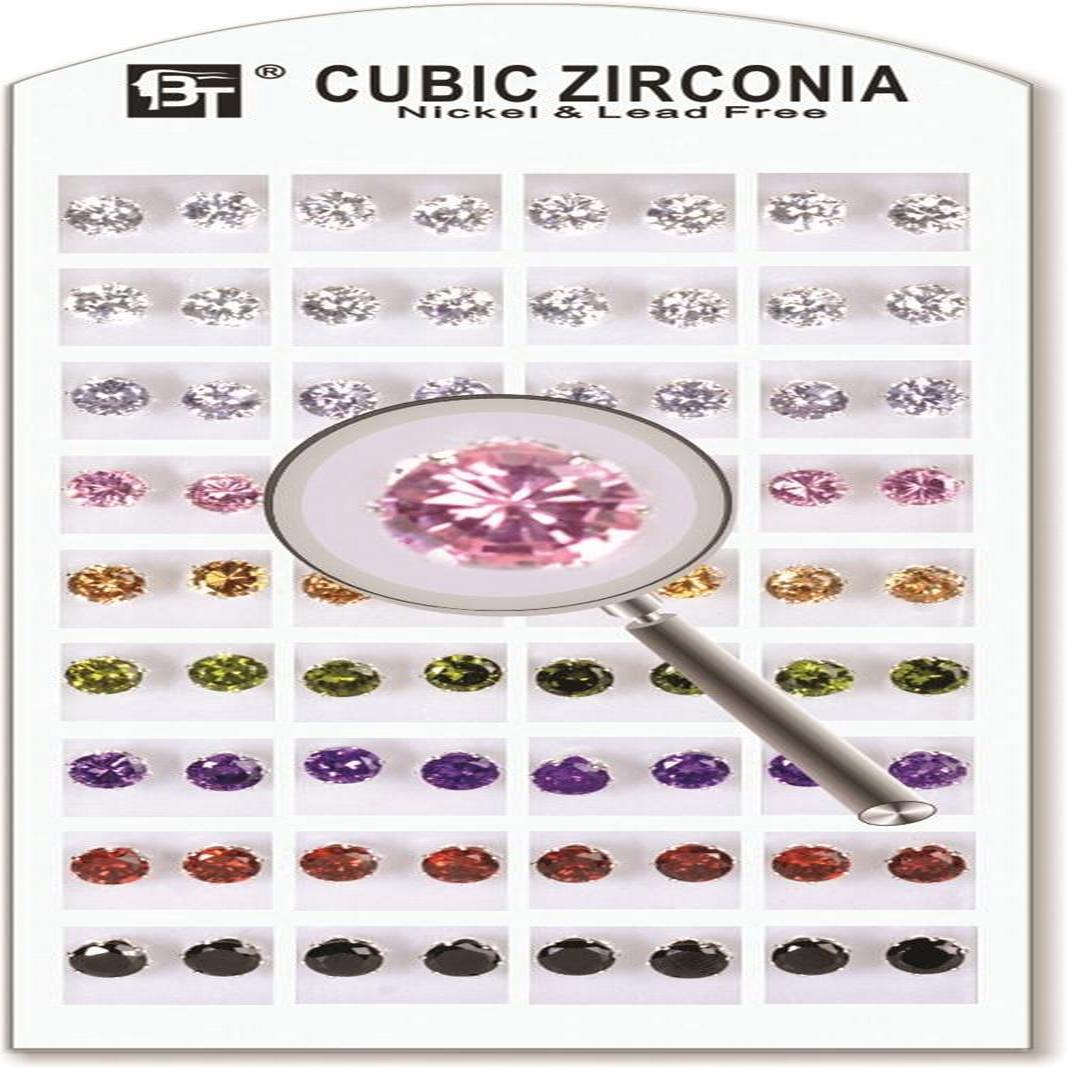 1Pack Cubic Zirconia Assorted 7 Mm 36 Pairs Pair $0.80