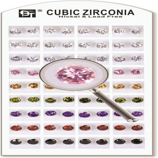 1Pack Cubic Zirconia Assorted 7 Mm 36 Pairs Pair $0.80