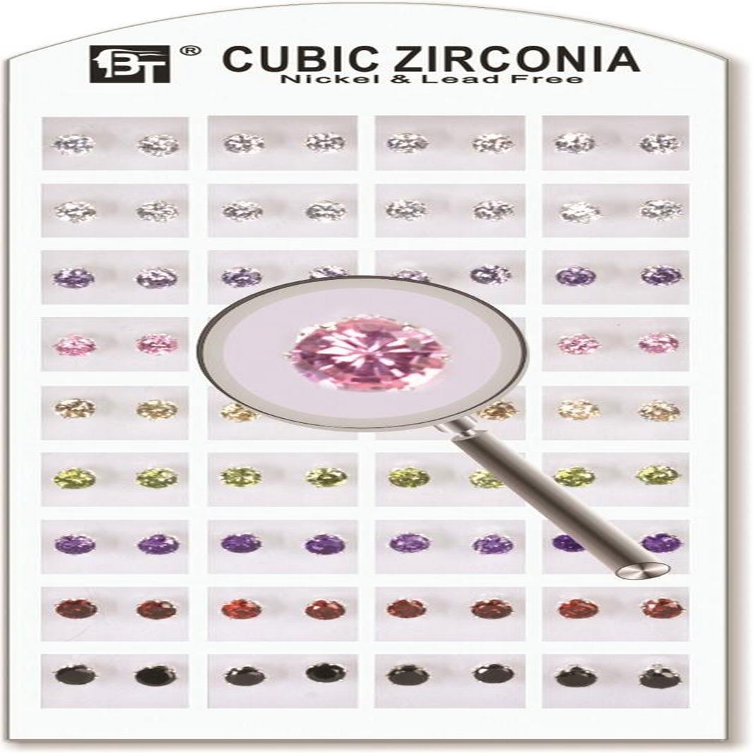 1Pack Cubic Zirconia Assorted 5 Mm 36 Pairs Pair $0.60