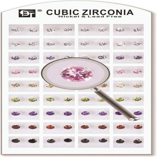 1Pack Cubic Zirconia Assorted 5 Mm 36 Pairs Pair $0.60