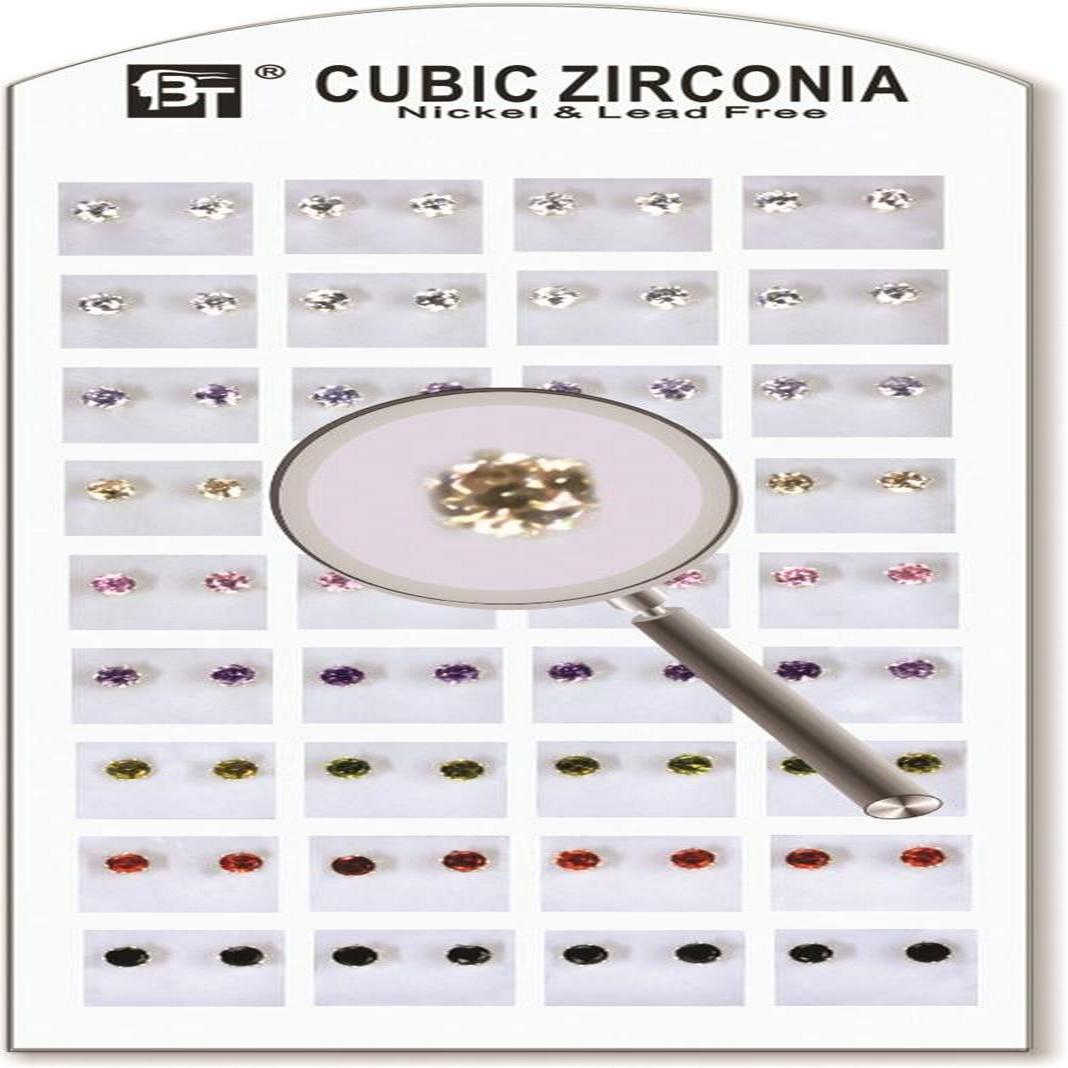 1Pack Cubic Zirconia Assorted 4 Mm 36 Pairs Pair $0.50