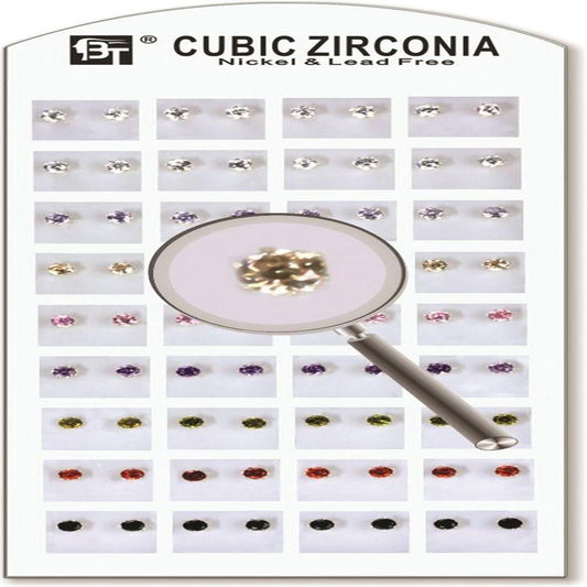 1Pack Cubic Zirconia Assorted 4 Mm 36 Pairs Pair $0.50