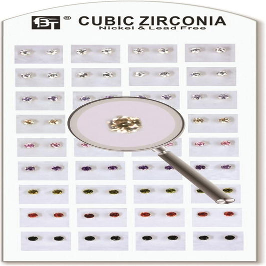 1Pack Cubic Zirconia Assorted 3 Mm 36 Pairs Pair $0.45