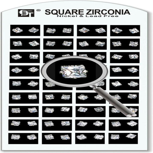 1Pack Square Zirconia White 5 X 5 Mm 36 Pairs Pair $0.70