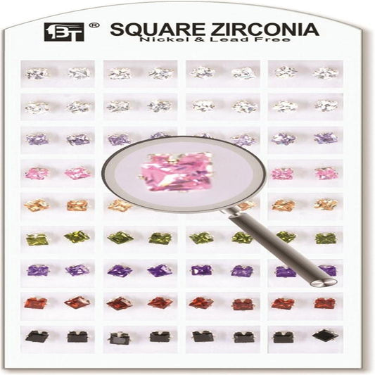 1Pack Square Zirconia Assorted 5 X 5 Mm 36 Pairs Pair $0.70