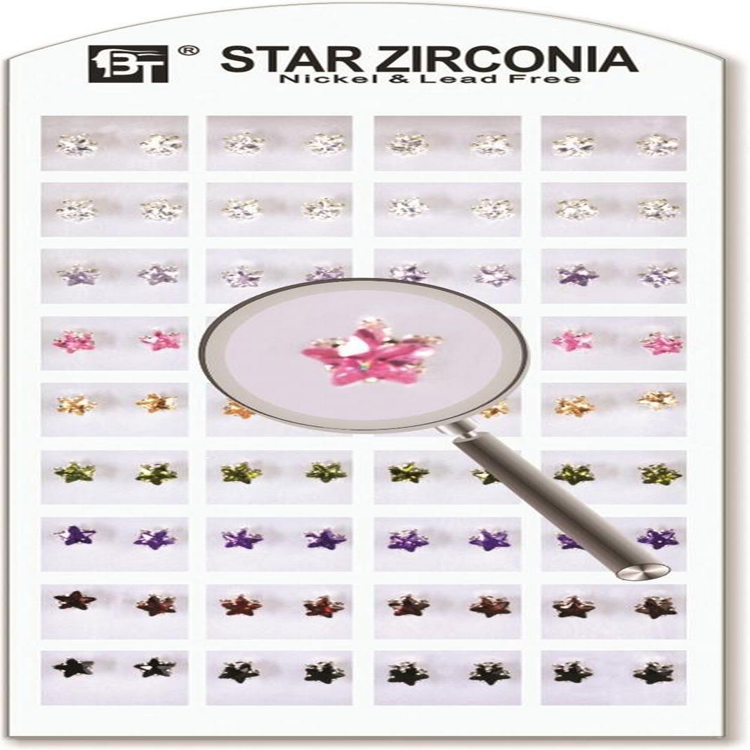 1Pack Star Zirconia 5 X 5 Mm Color Assorted 36 Pairs