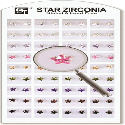 1Pack Star Zirconia 5 X 5 Mm Color Assorted 36 Pairs