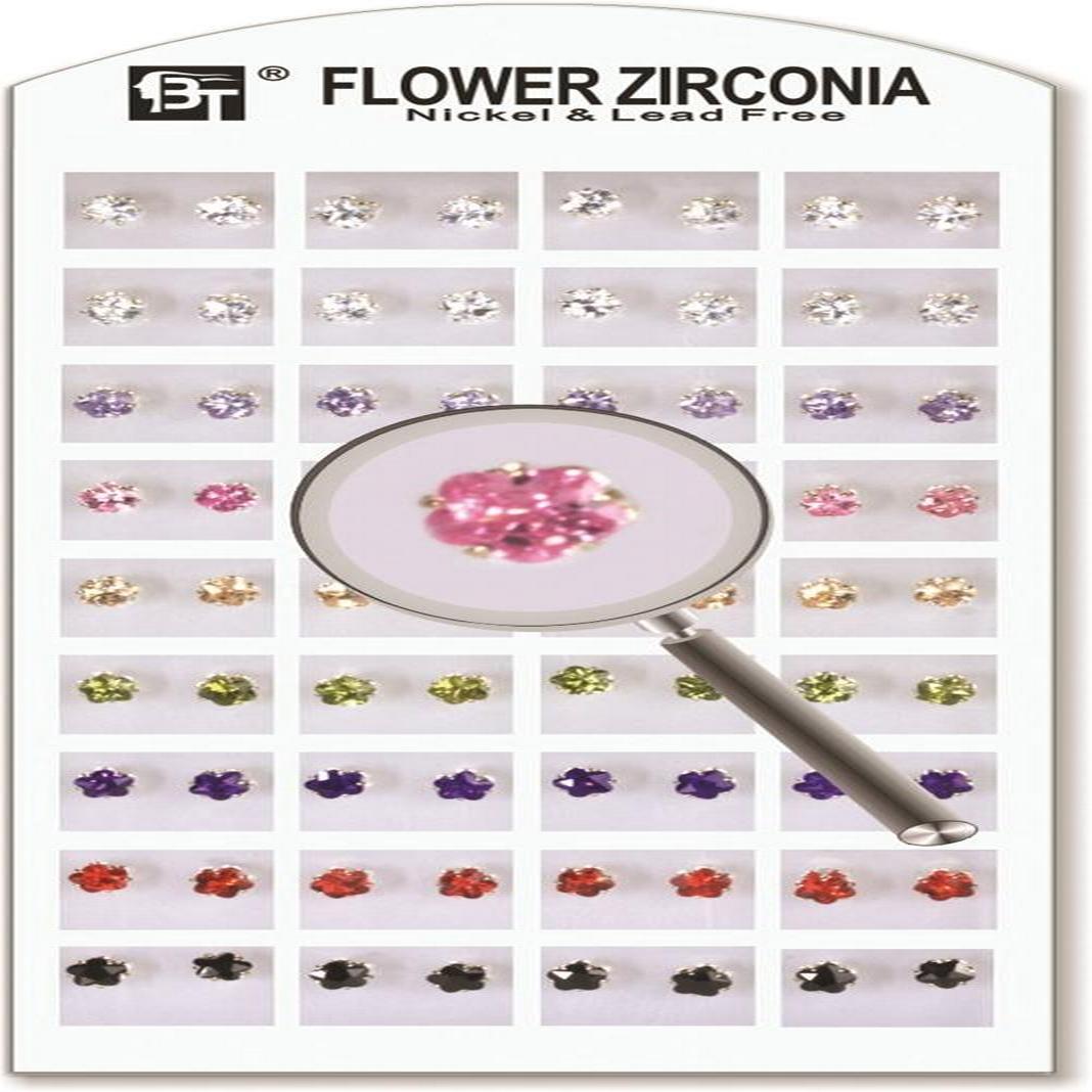 1Pack Flower Zirconia 5 X 5 Mm Color Assorted 36 Pairs