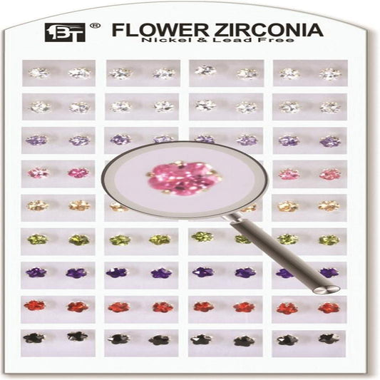 1Pack Flower Zirconia 5 X 5 Mm Color Assorted 36 Pairs
