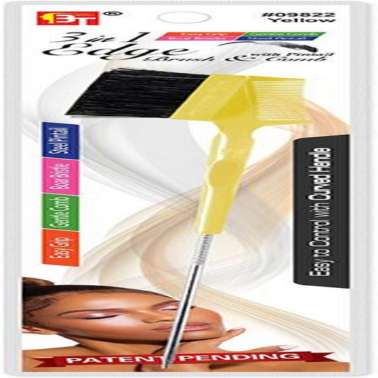 3 In 1 Edge Brush & Comb With Pintail Easy Grip Handle Yellow