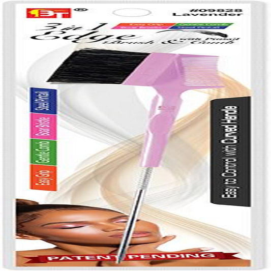 3 In 1 Edge Brush & Comb With Pintail Easy Grip Handle Lavender