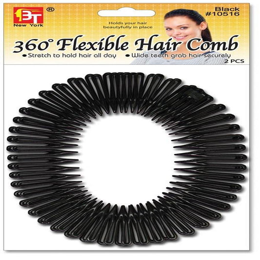 360' Flexible Hair Combs Black