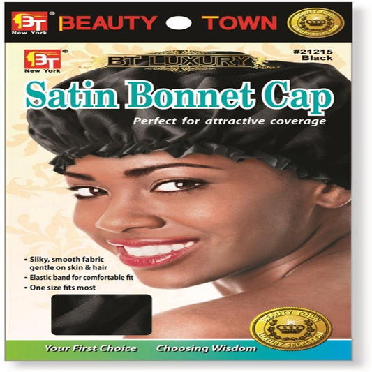 Satin Bonnet Cap Black