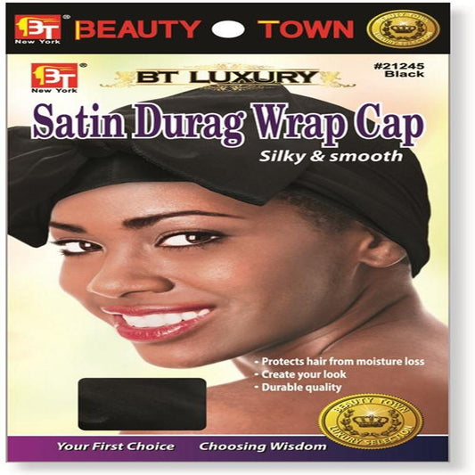 Satin Durag Wrap Cap Black