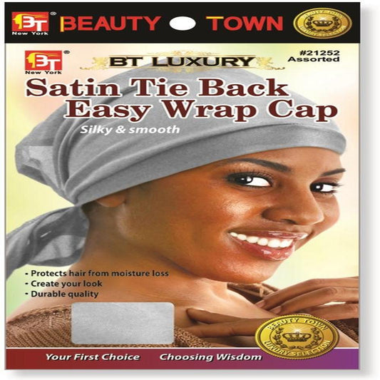 Satin Tie Back Easy Wrap Cap Assorted Color