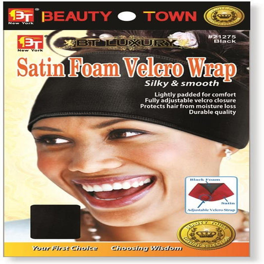Satin Foam Velcro Wrap Black