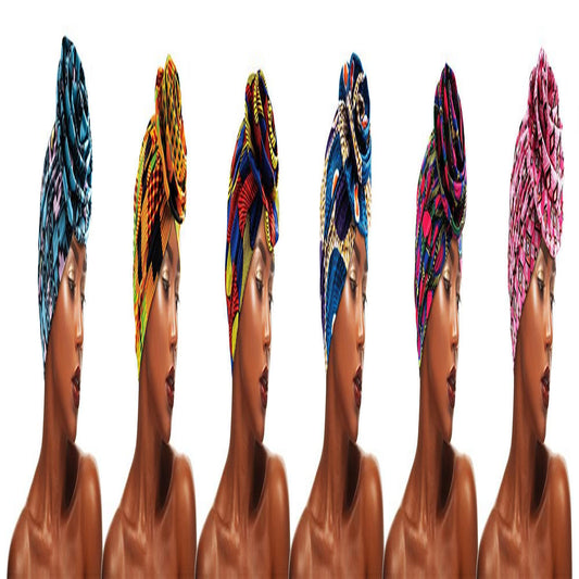 African Pattern Twist Head Wrap Bonnet Cap Assorted 1