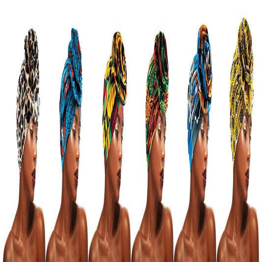 African Pattern Twist Head Wrap Bonnet Cap Assorted 2