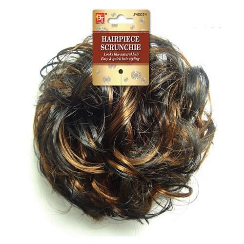 Scrunchie Synthetic Hair Black/Copper Red