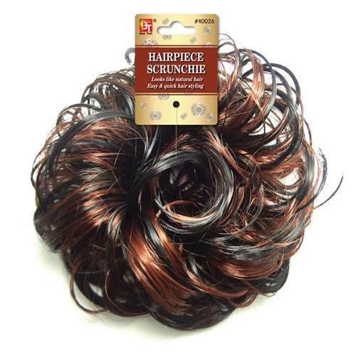 Scrunchie Synthetic Hair Black/Rich Copper Red